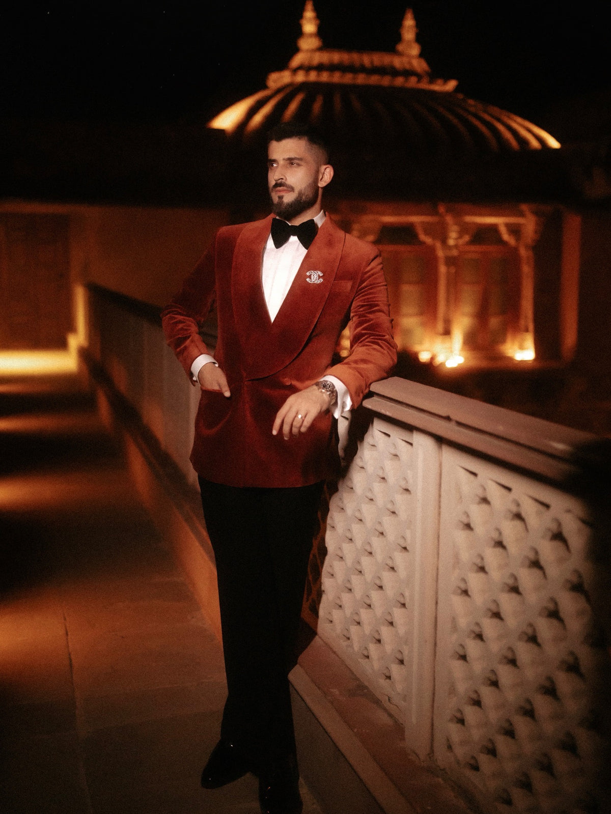 RUST VELVET TUXEDO