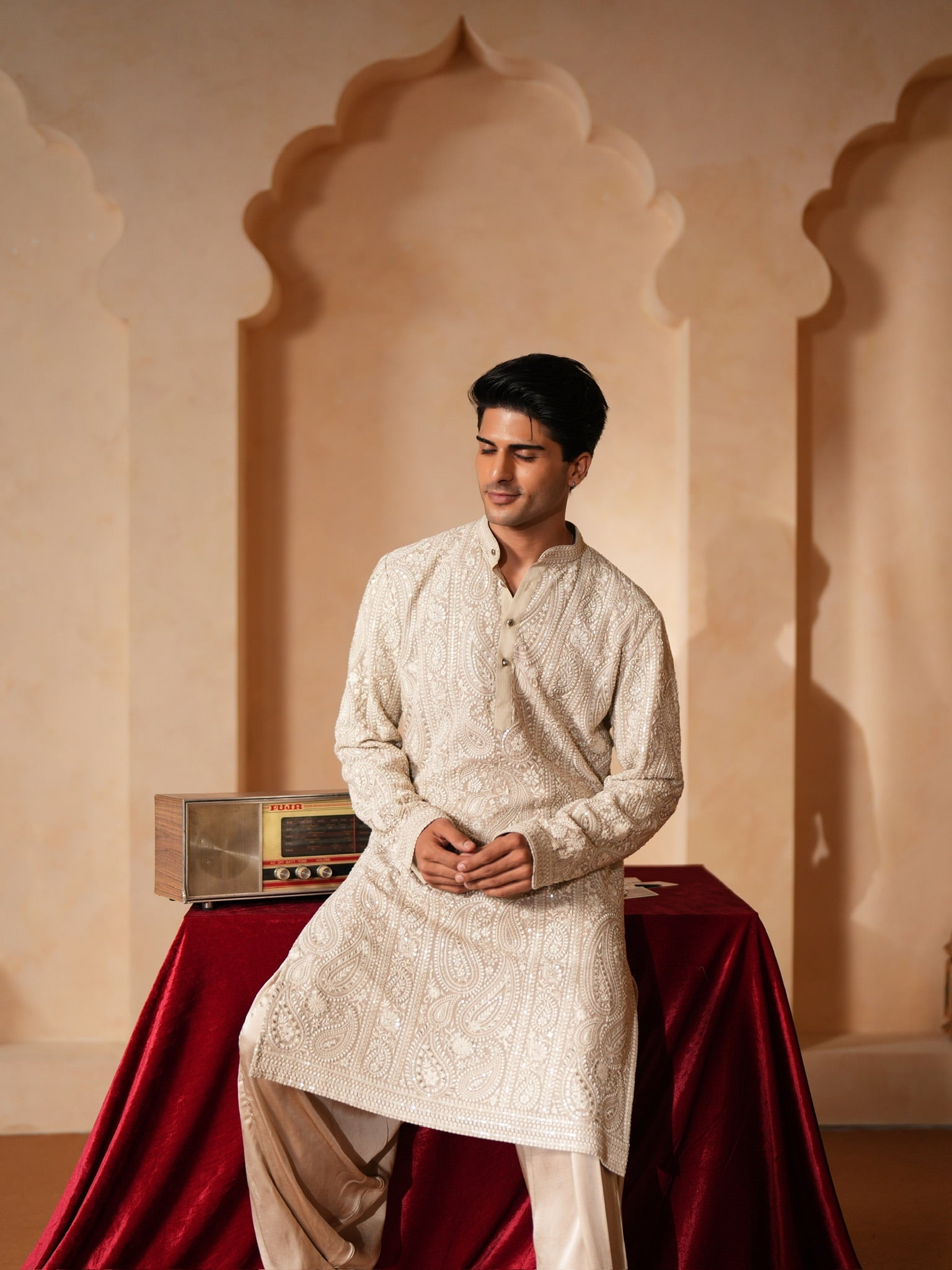 Cream Paisley Kurta