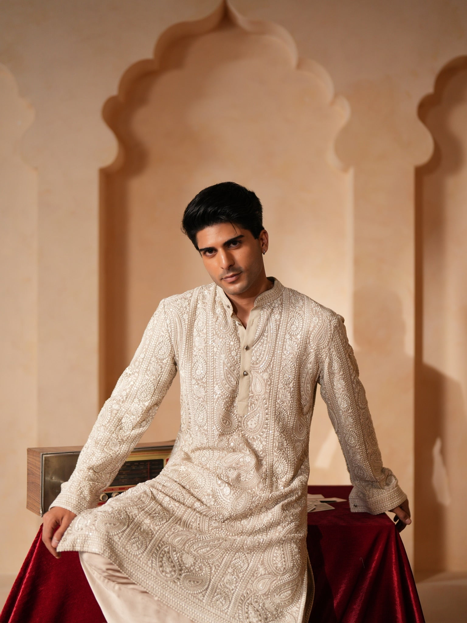 Cream Paisley Kurta
