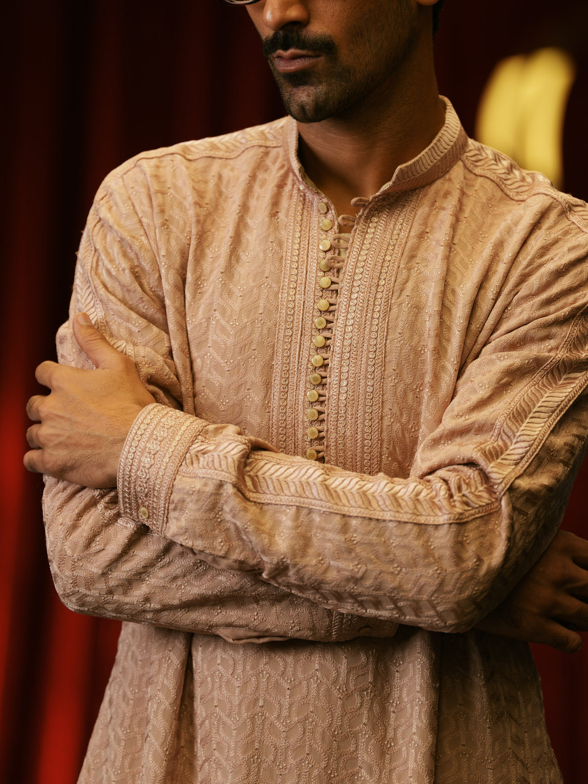 Champagne Jacquard Kurta