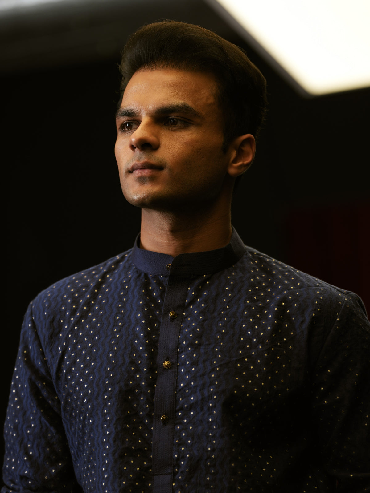 Navy Blue Gold Dot Kurta