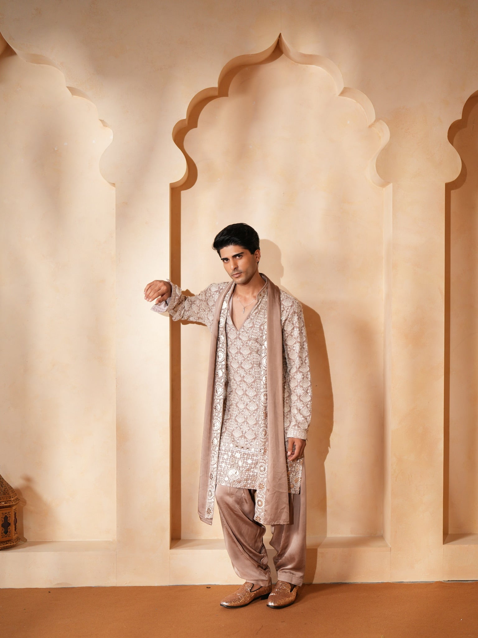 Rose Gold Kurta With Stole