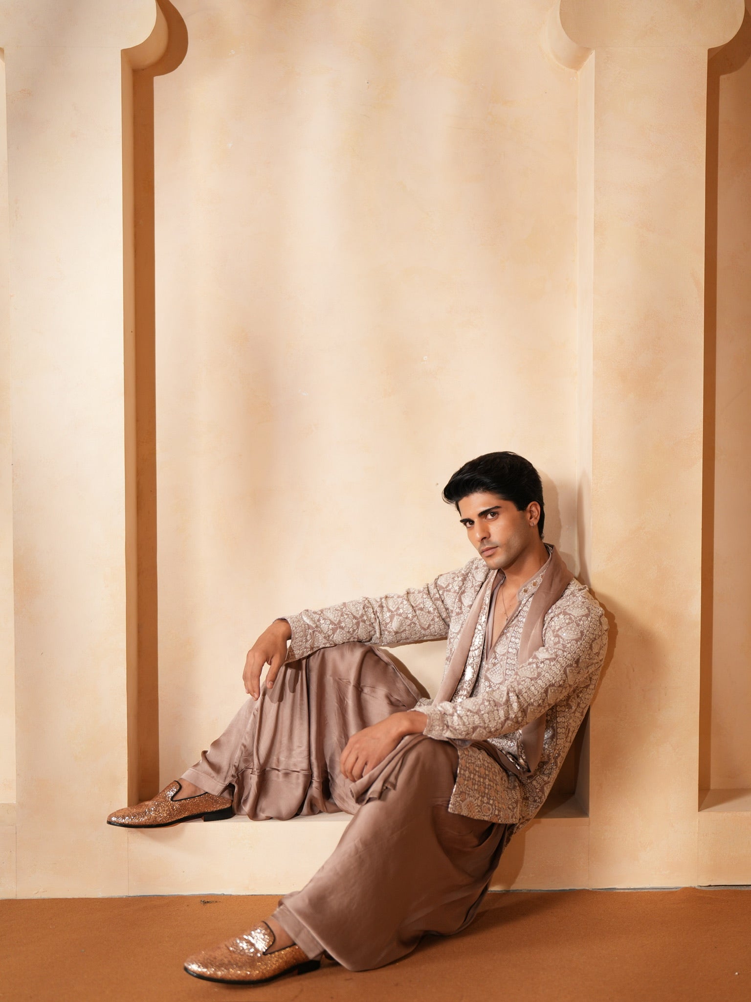 Rose Gold Kurta With Stole