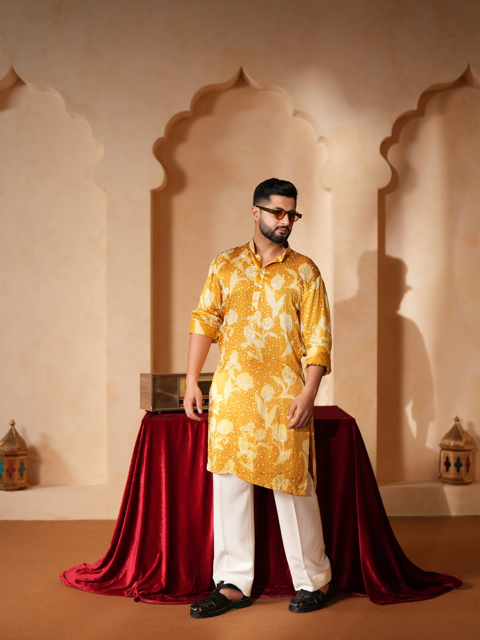 Rave yellow embroidered kurta