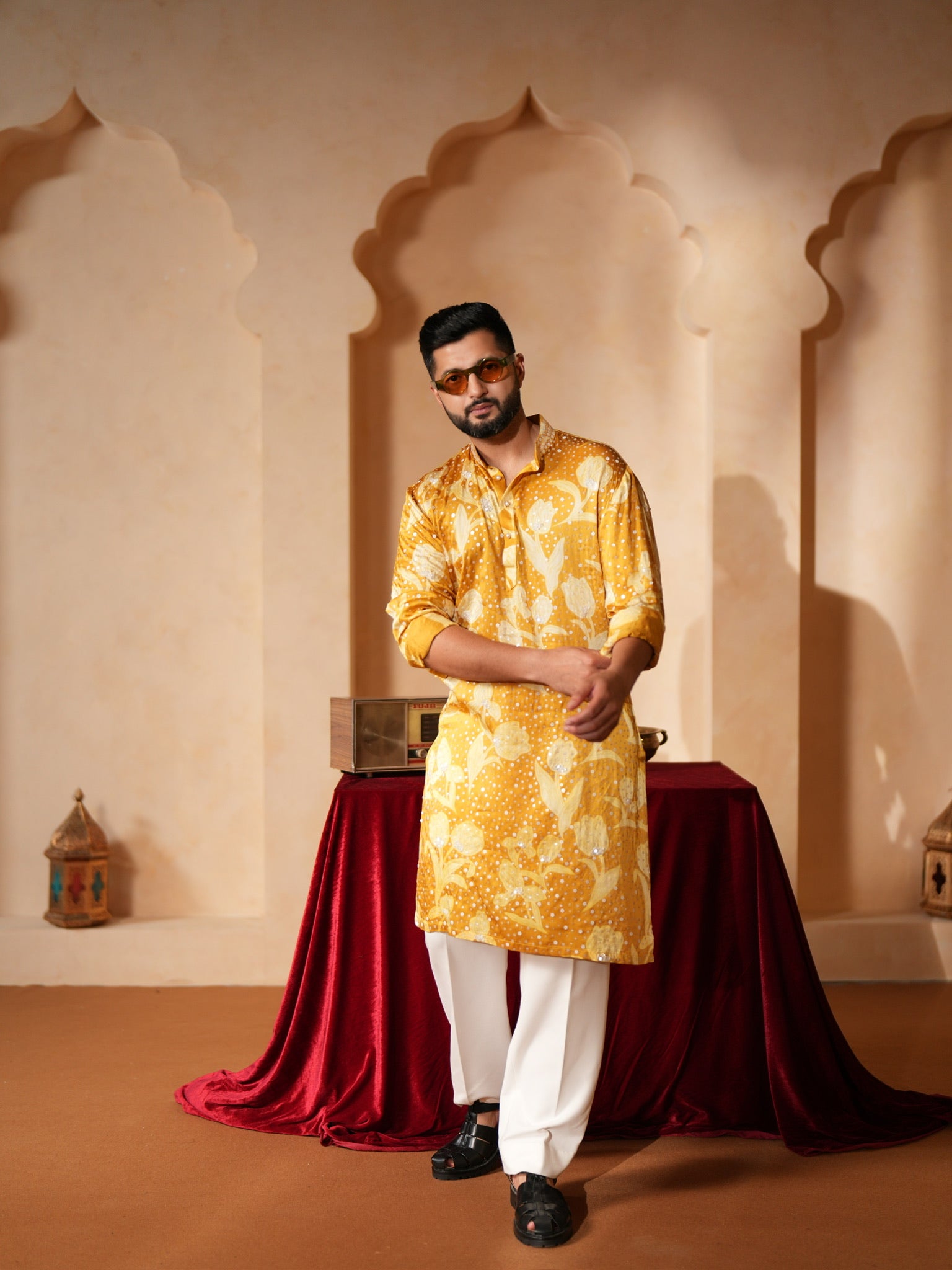 Rave yellow embroidered kurta