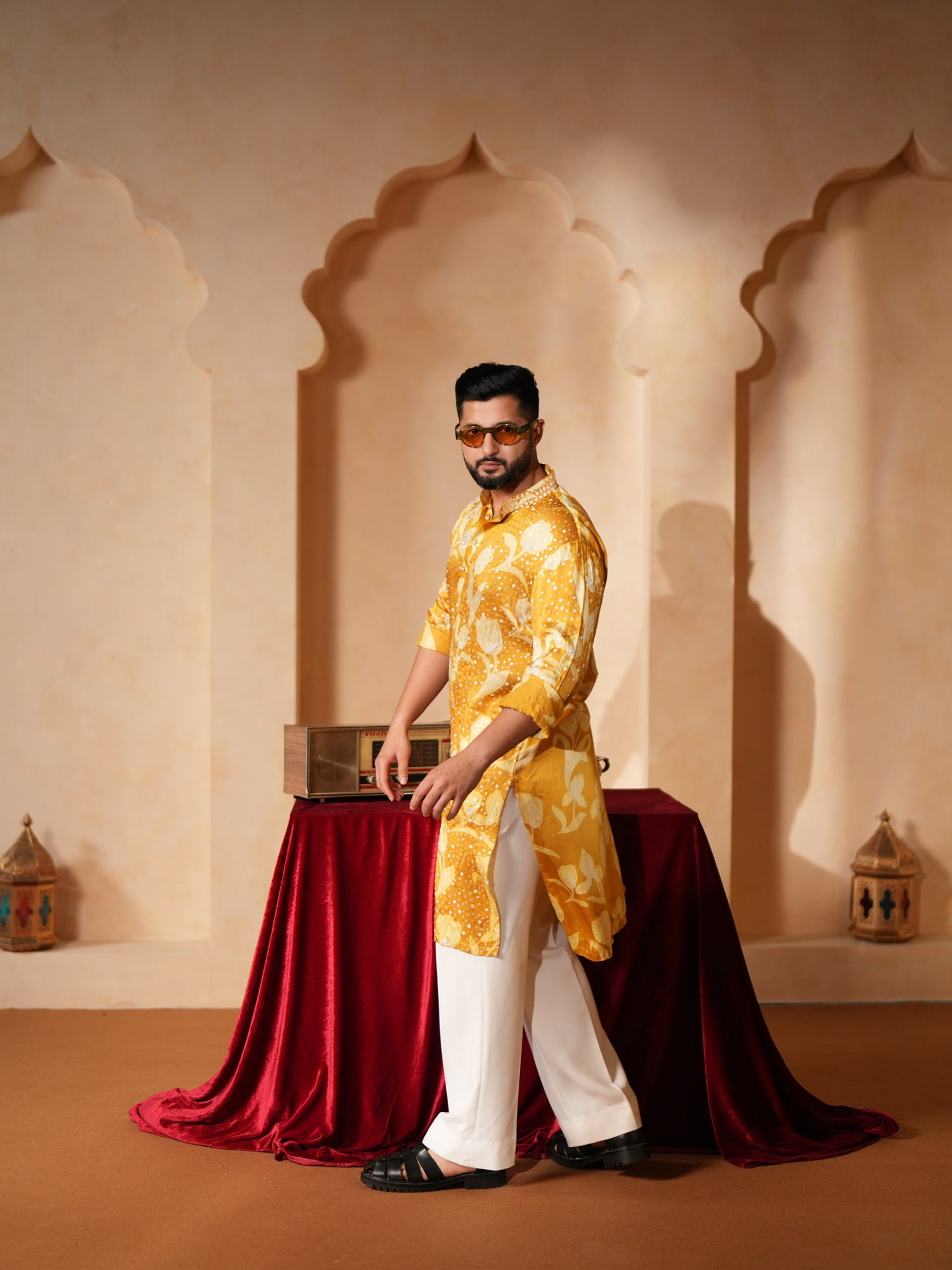 Rave yellow embroidered kurta