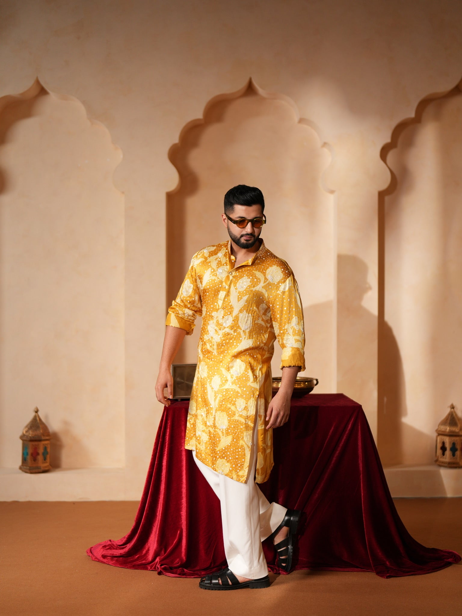 Rave yellow embroidered kurta