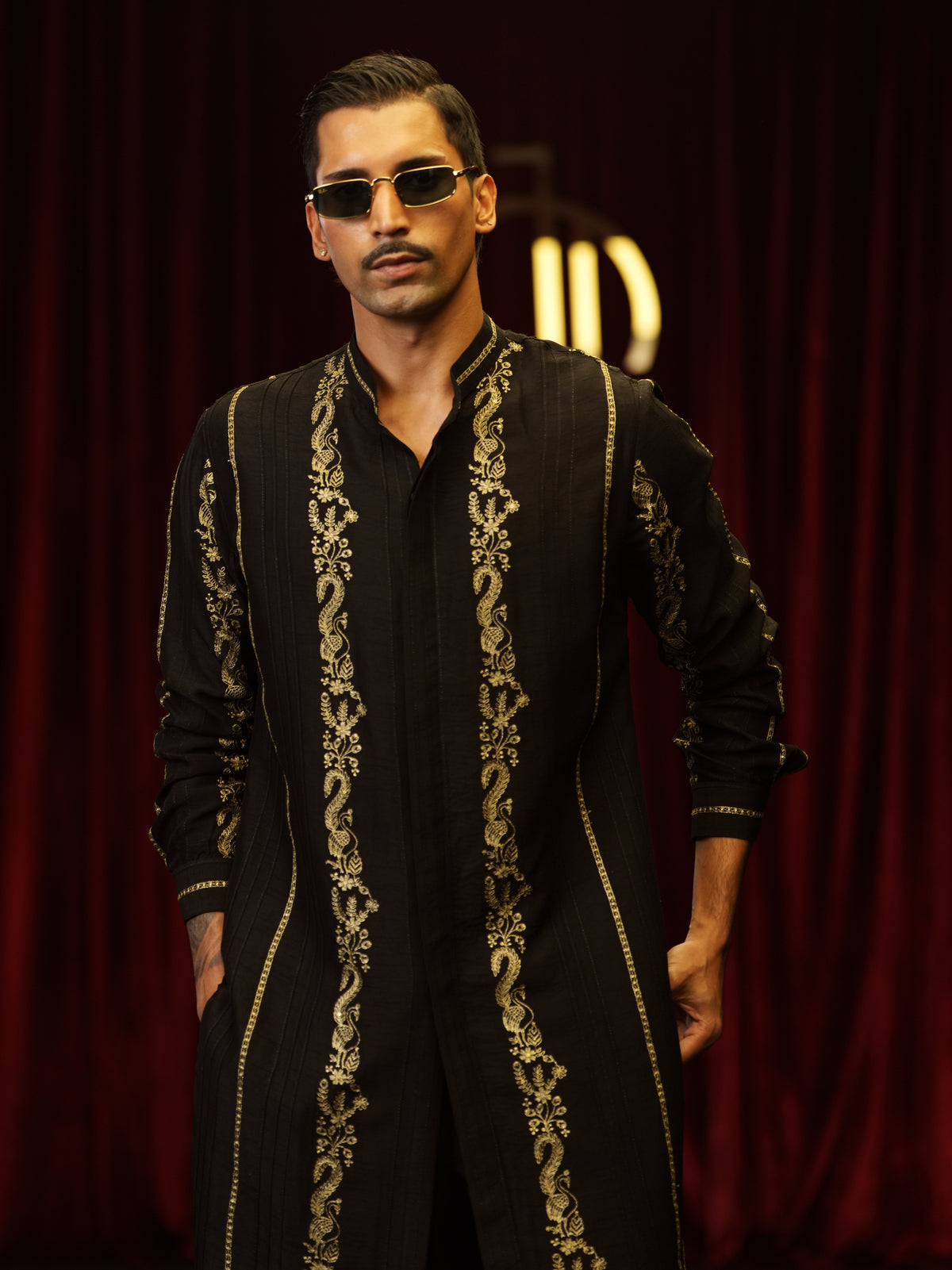 Black noir zari kurta