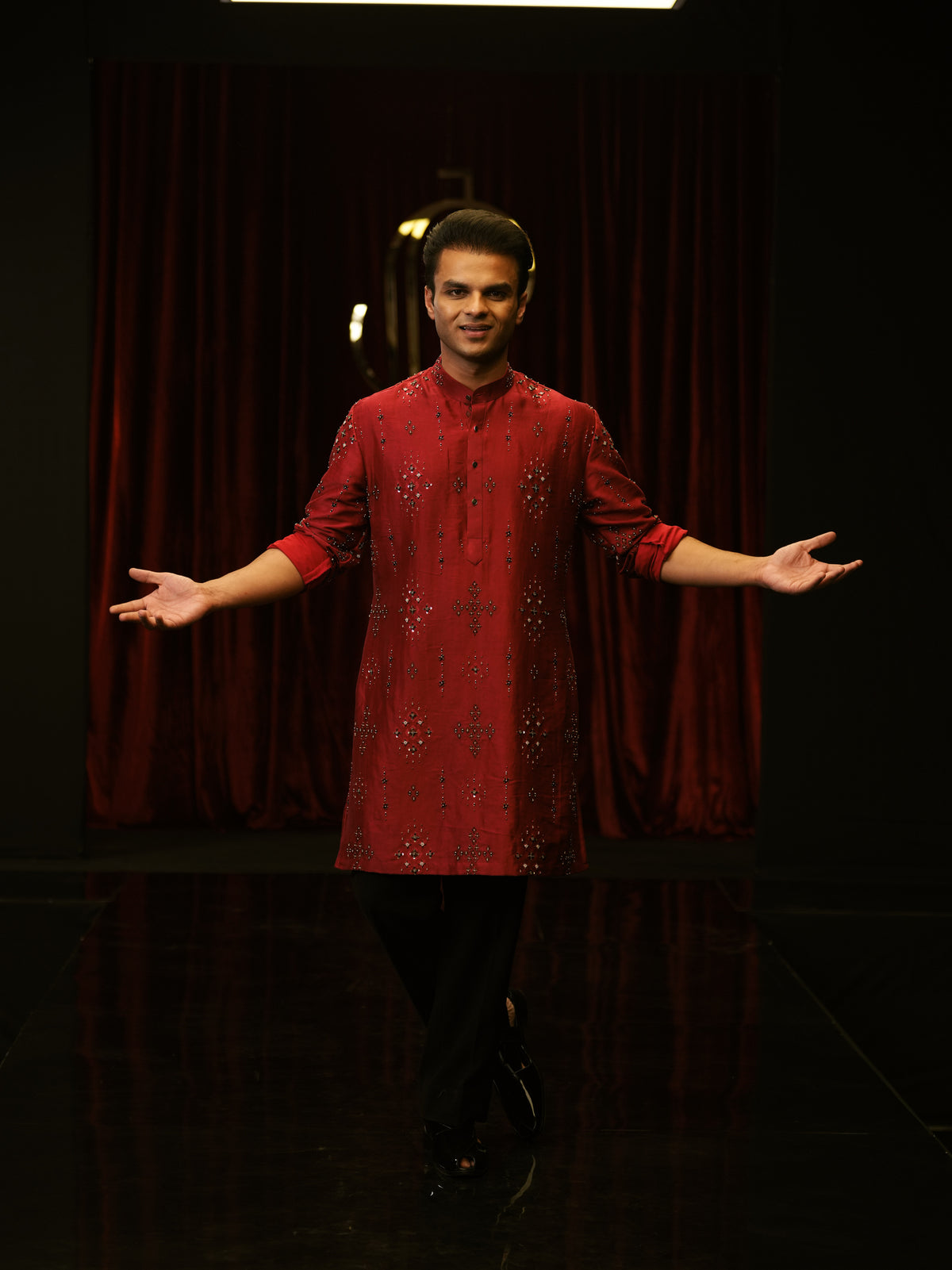 Red Royale Handwork Kurta