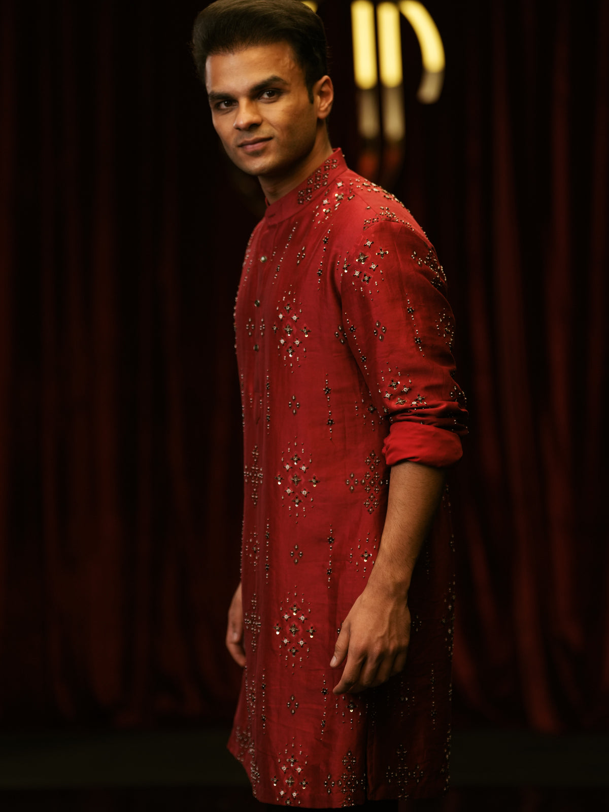 Red Royale Handwork Kurta