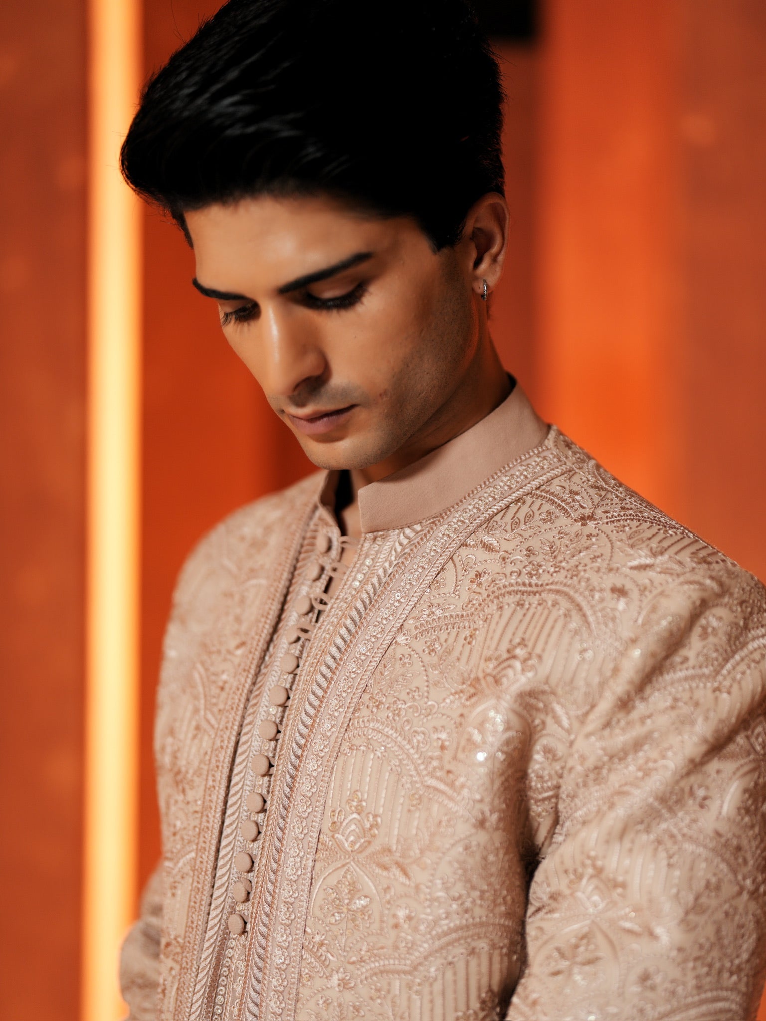 Blush Open Bandhgala Set