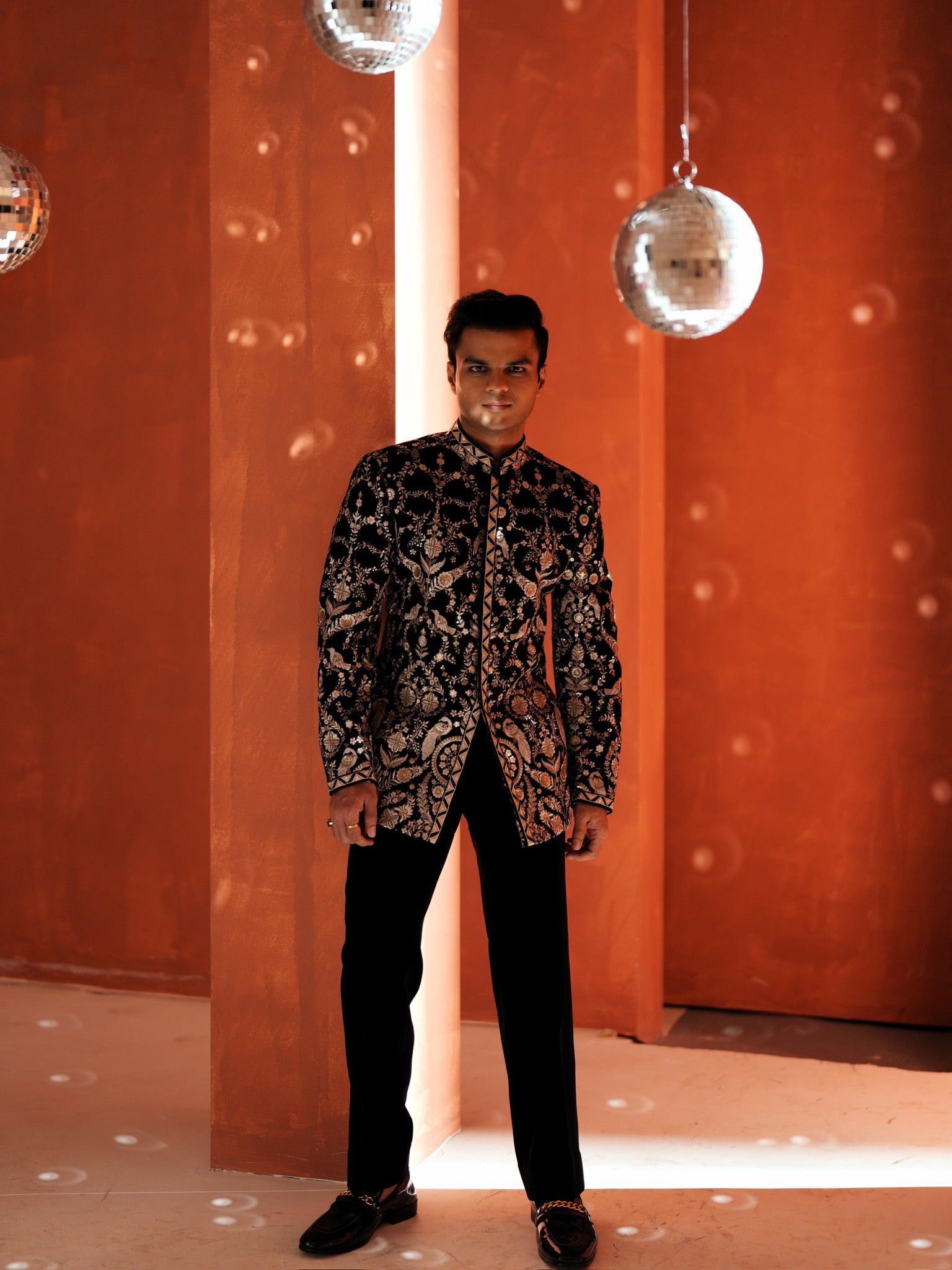 Black And Gold Embroidered Bandhgala