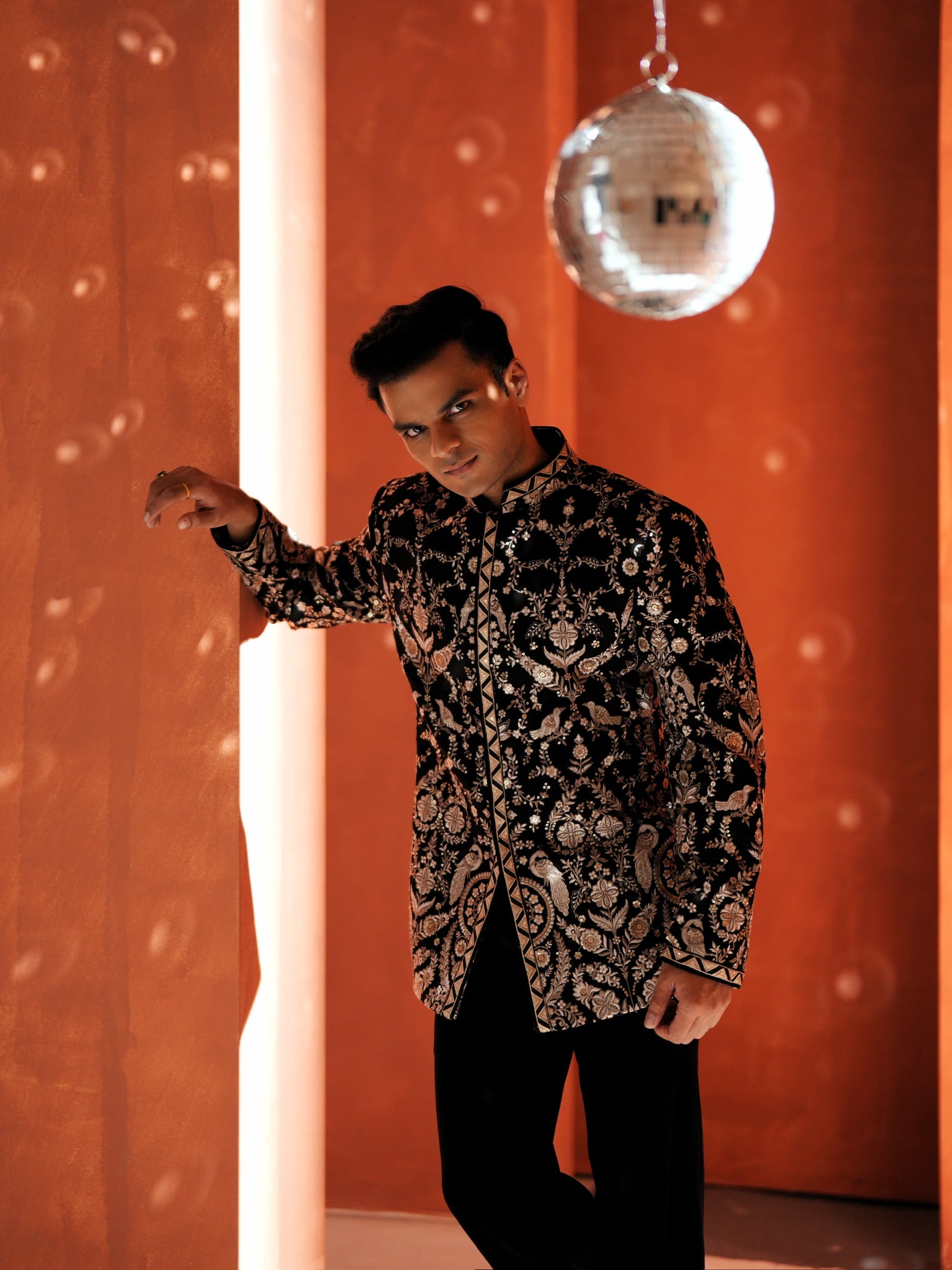 Black And Gold Embroidered Bandhgala