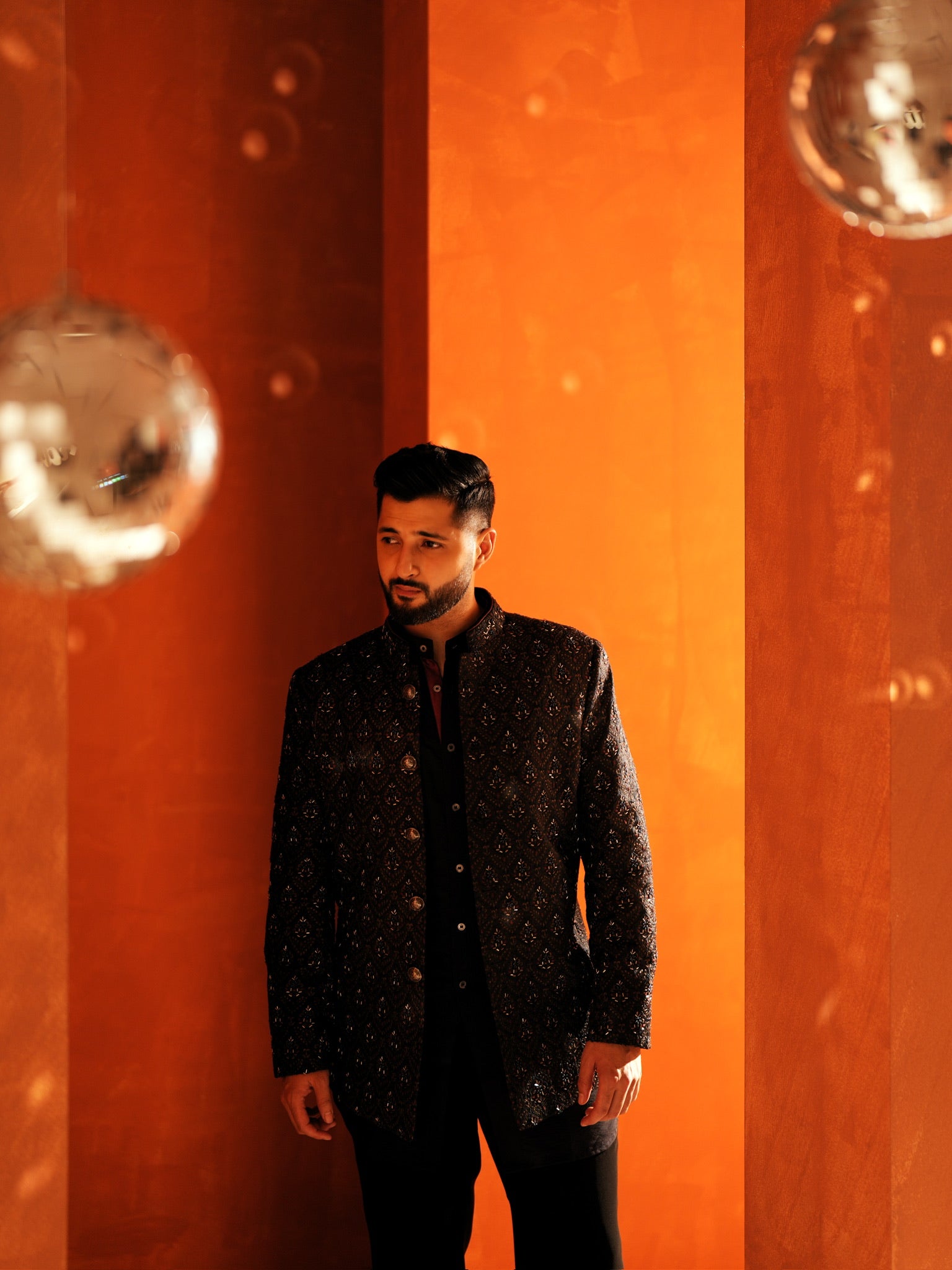 Navy Jacquard Highlighted Bandhgala