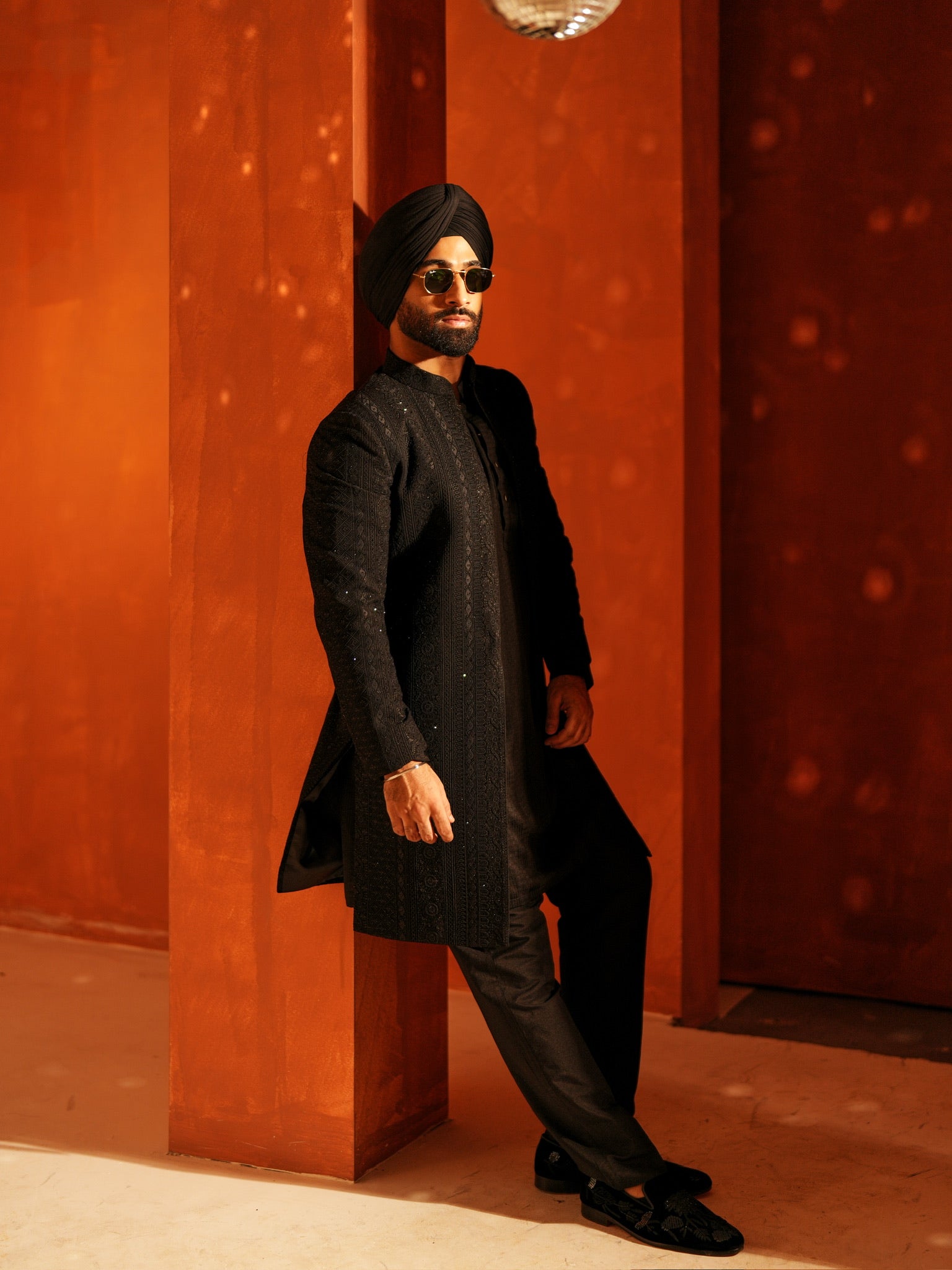 Black Chikankari Indowestern