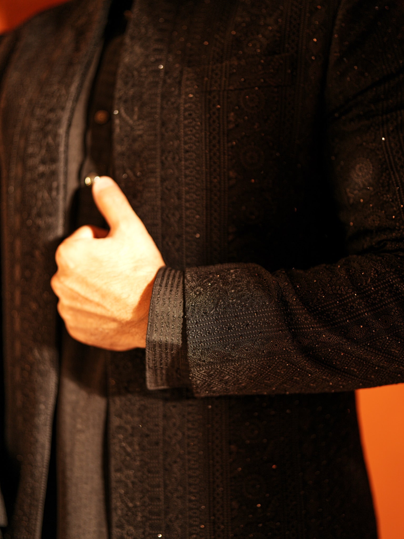 Black Chikankari Indowestern