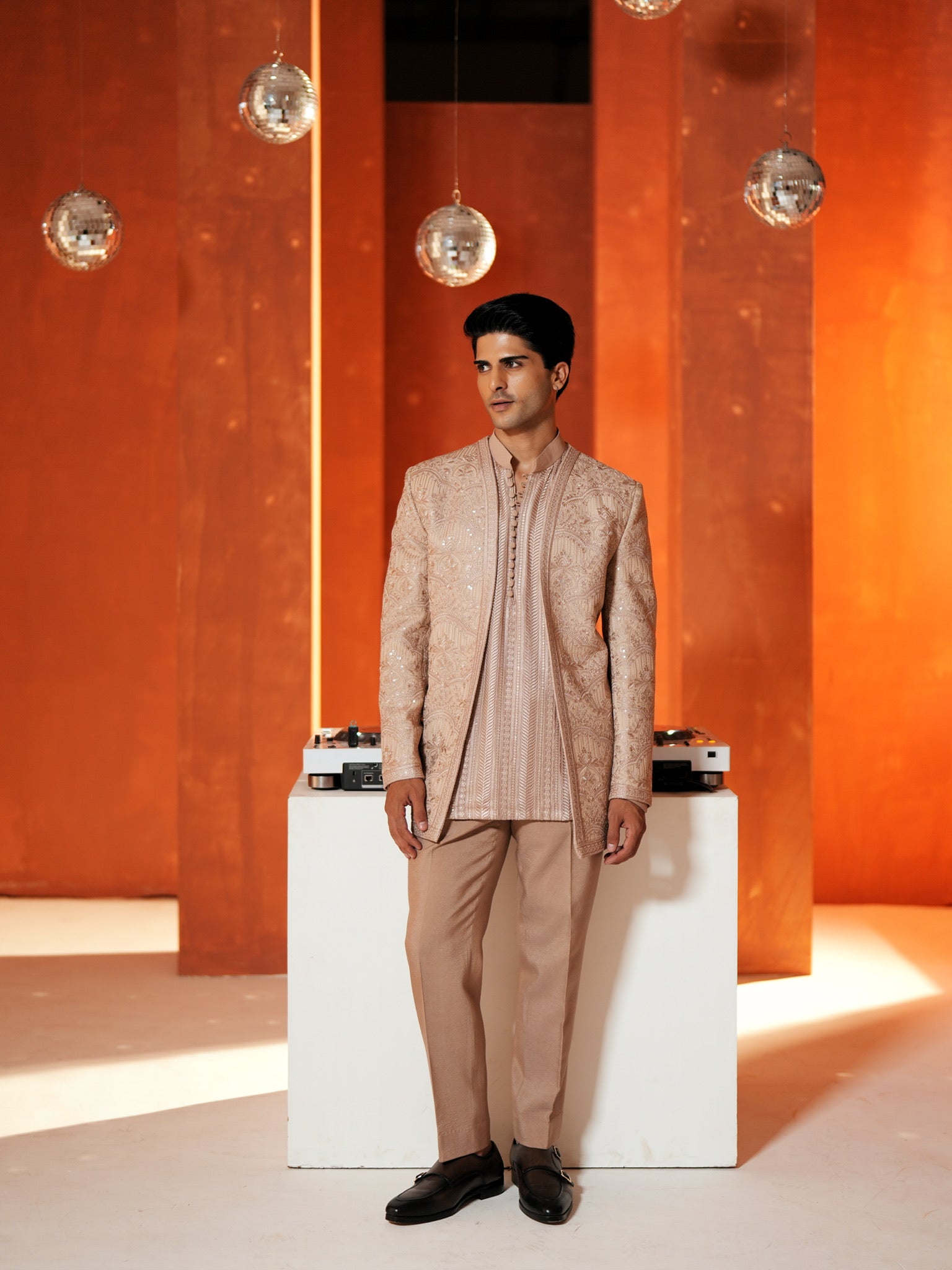 Blush Open Bandhgala Set