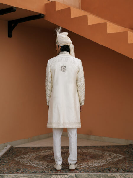 Ivory Embroidered Sherwani - Image 4