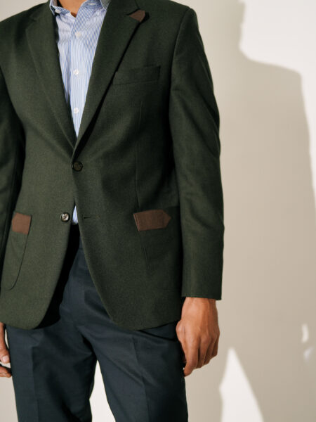 Bottle Green Flannel Wool Blazer - Image 3