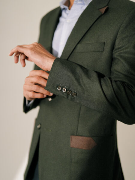 Bottle Green Flannel Wool Blazer - Image 4